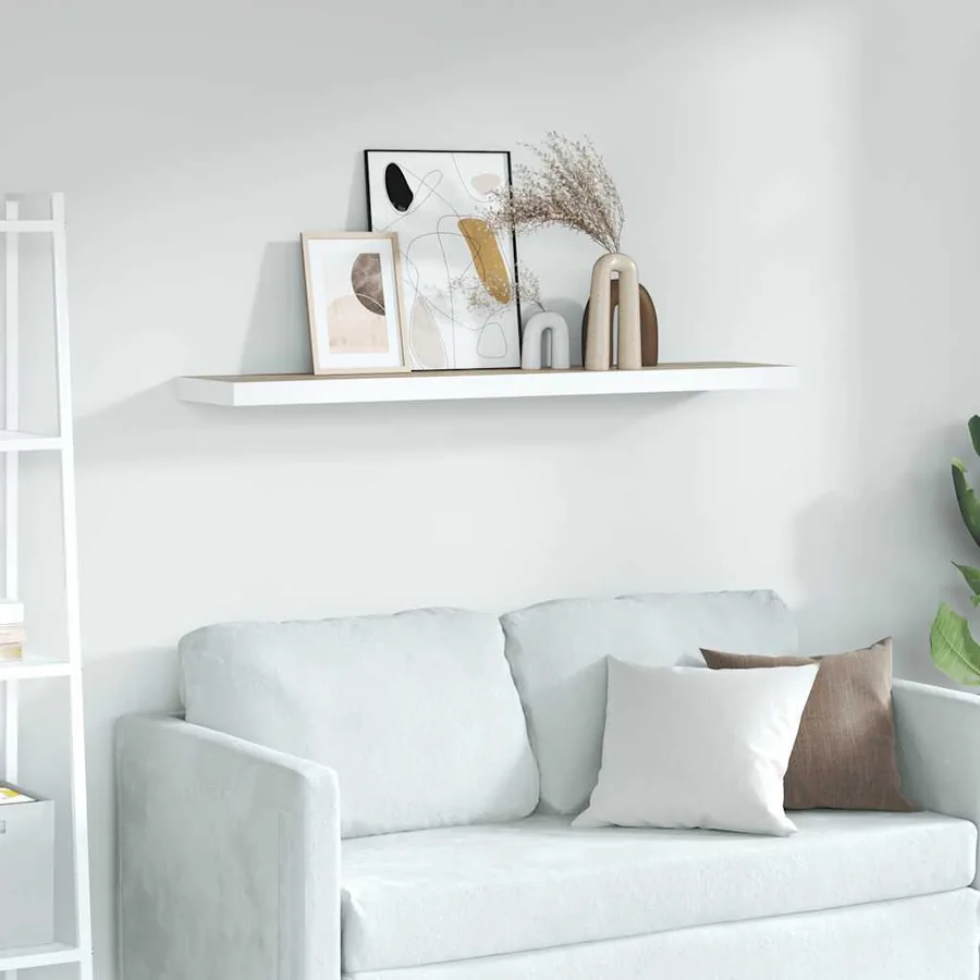 Étagère flottante murale chêne et blanc 80x23,5x3,8 cm MDF