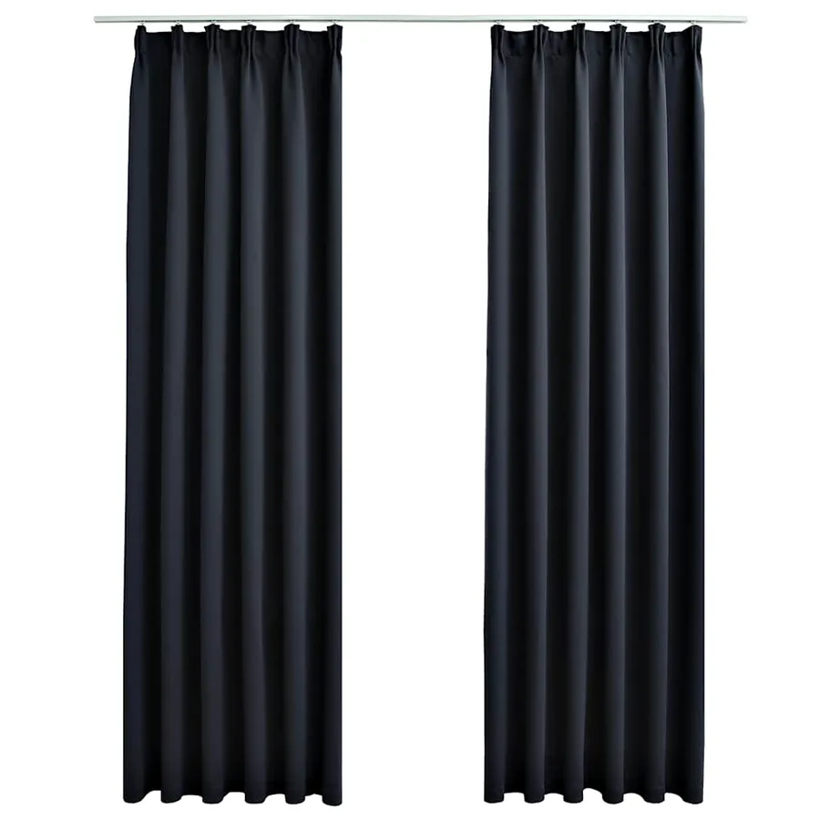 Rideaux occultants avec crochets 2 pcs Anthracite 140x225 cm - 2