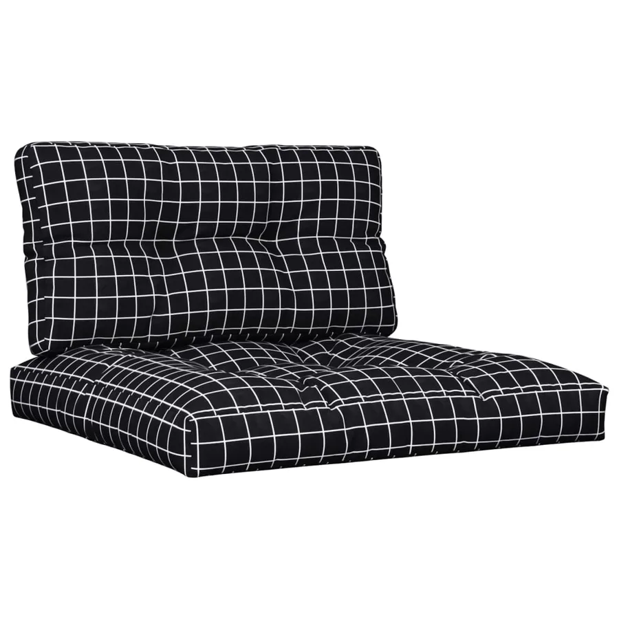 Coussins de palette lot de 2 motif à carreaux noir tissu - 2