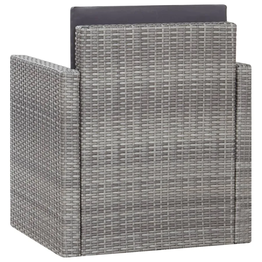 Chaise de jardin avec coussins Résine tressée Gris - 4