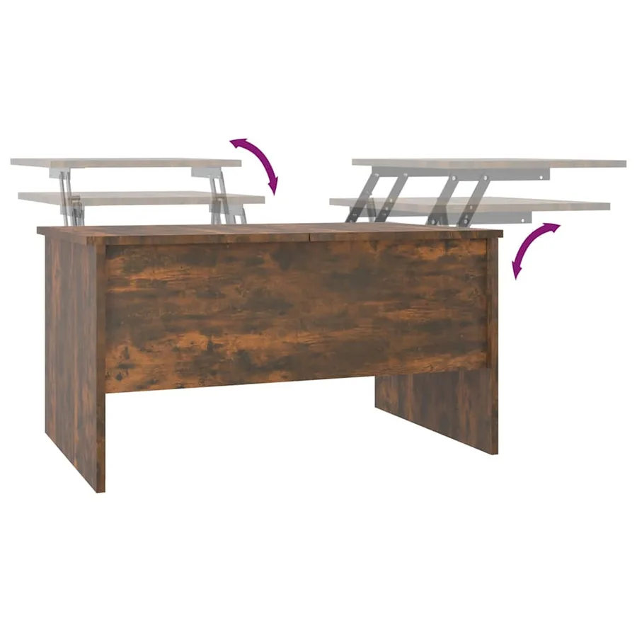 Table basse chêne fumé 80x50x42,5 cm bois d'ingénierie - 8