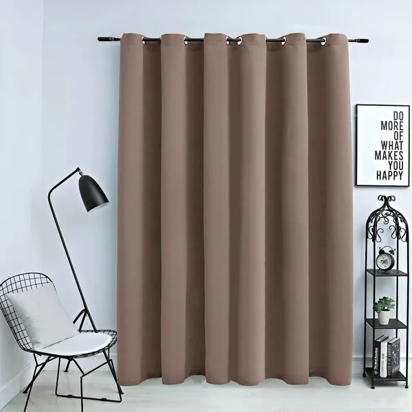 Rideau occultant avec anneaux en métal Taupe 290x245 cm