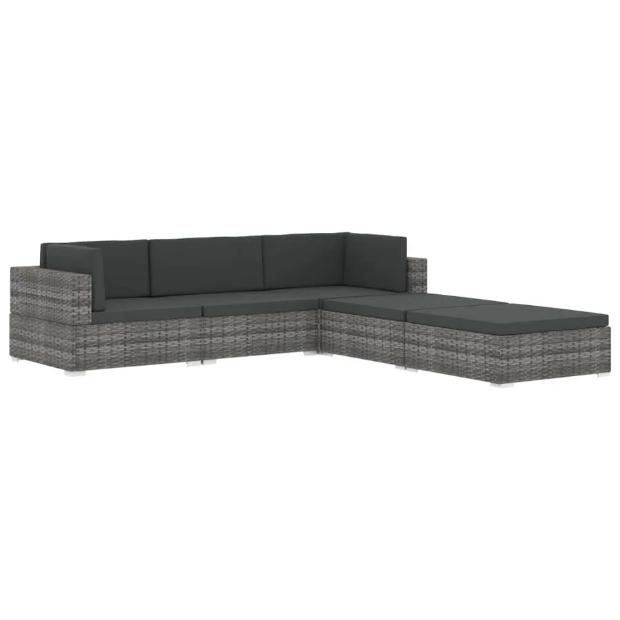 Repose-pied sectionnel 1 pc avec coussin Résine tressée Noir - 9
