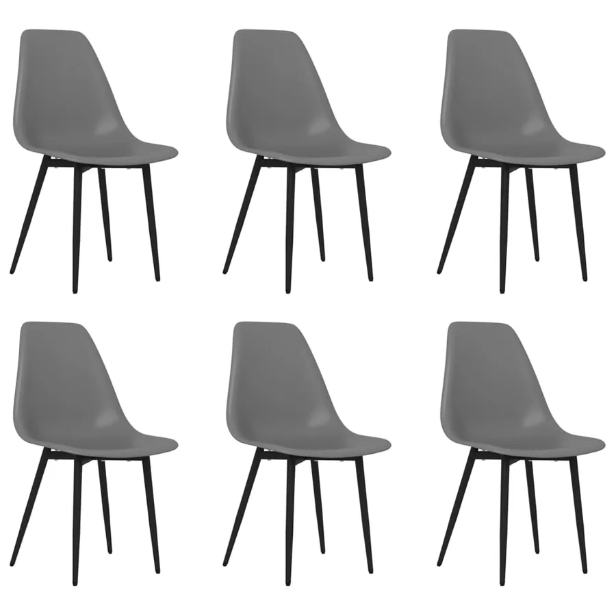 Chaises à manger lot de 6 gris PP - 2