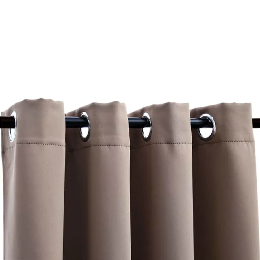 Rideaux occultants avec anneaux en métal 2 pcs Taupe 140x225 cm - 3