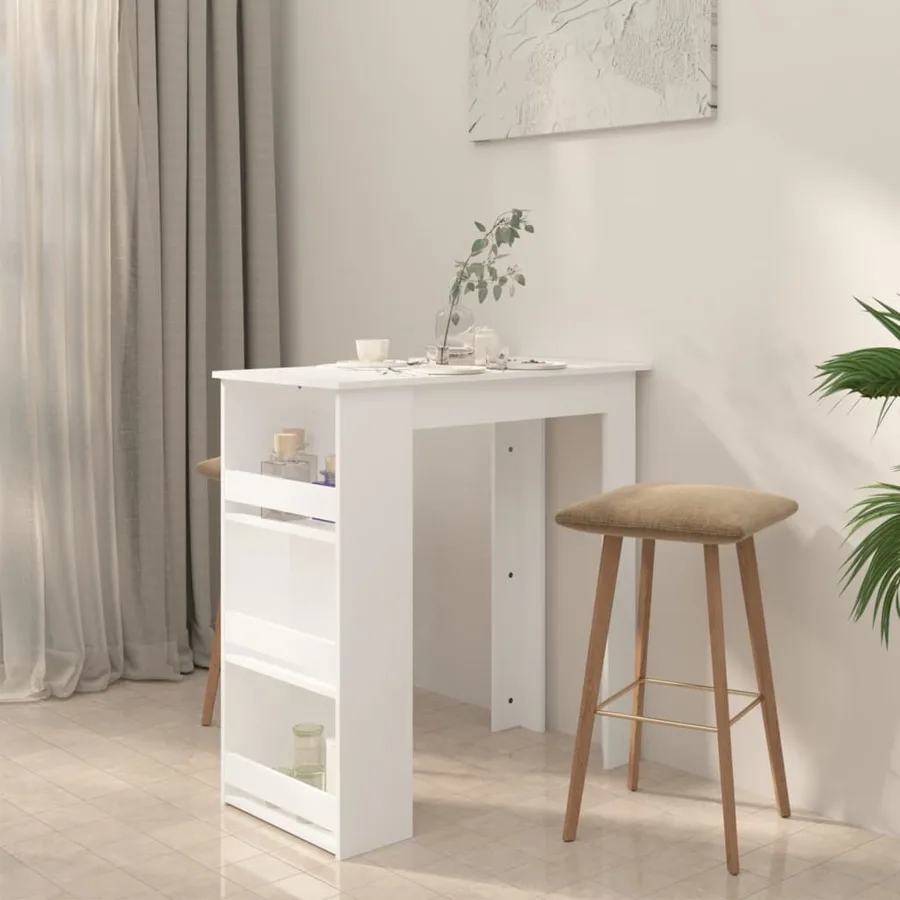 Table de bar rangement Blanc 102x50x103,5 cm Bois d'ingénierie - 3