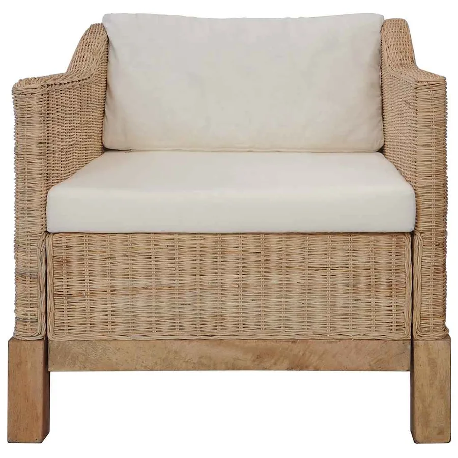 Ensemble de canapés 2 pcs avec coussins Rotin naturel - 2