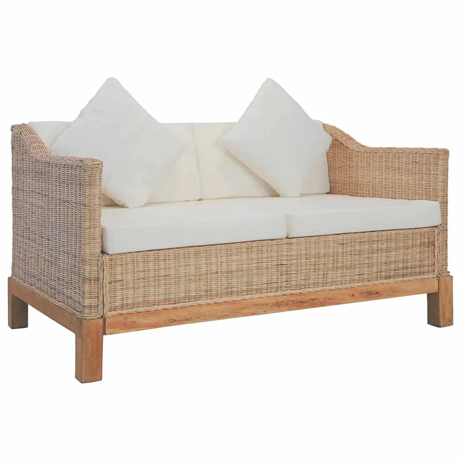 Ensemble de canapés 2 pcs avec coussins Rotin naturel - 5