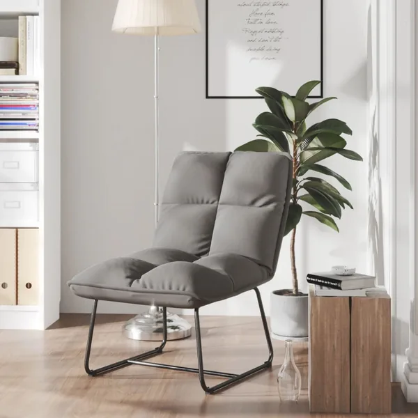 Chaise de détente avec cadre en métal Gris clair Velours