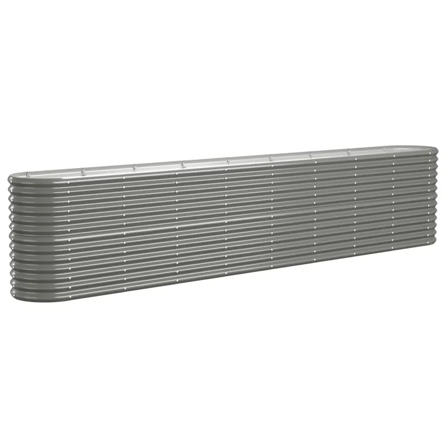 Lit surélevé de jardin Acier galvanisé 332x40x68 cm gris - 2