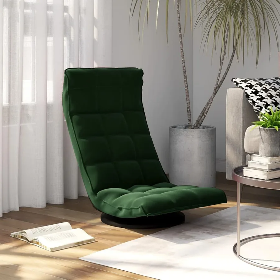 Chaise de sol pivotante Vert foncé Velours