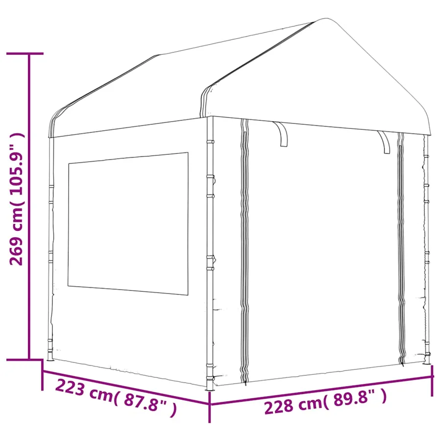 Belvédère avec toit blanc 20,07x2,28x2,69 m polyéthylène - 8