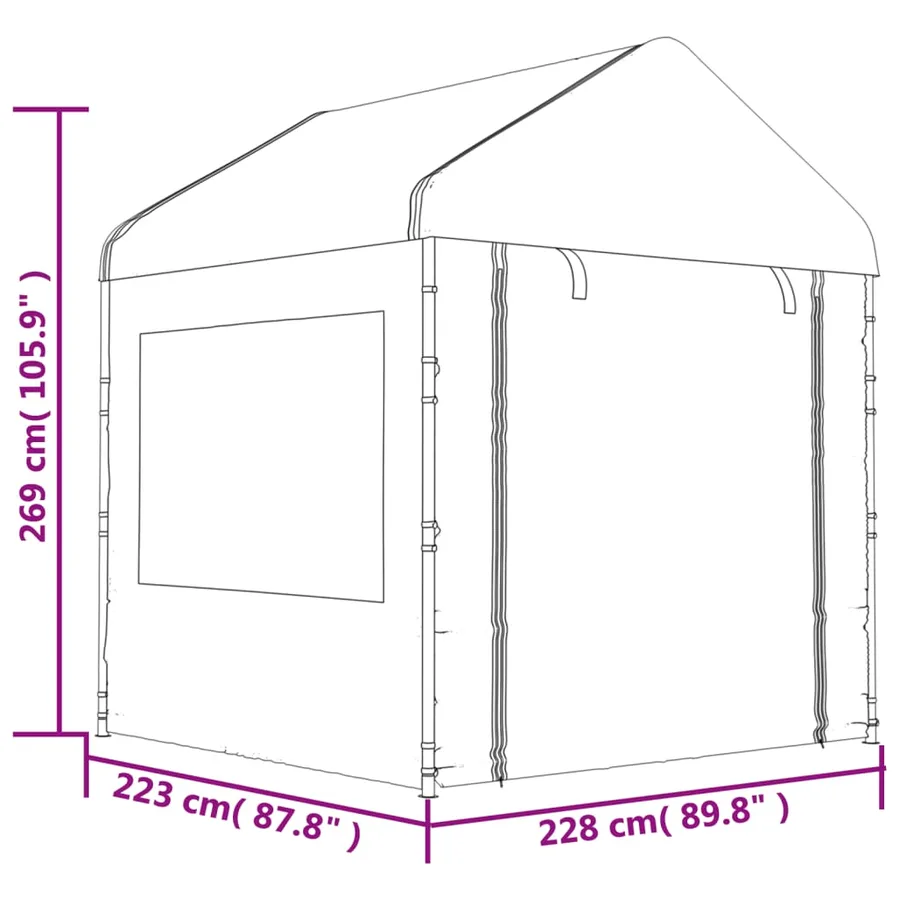 Belvédère avec toit blanc 6,69x2,28x2,69 m polyéthylène - 8
