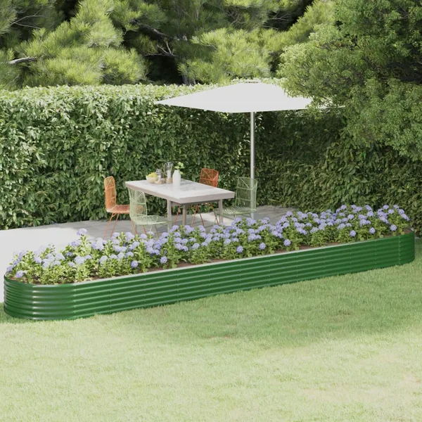 Lit surélevé de jardin Acier galvanisé 507x100x36cm Vert
