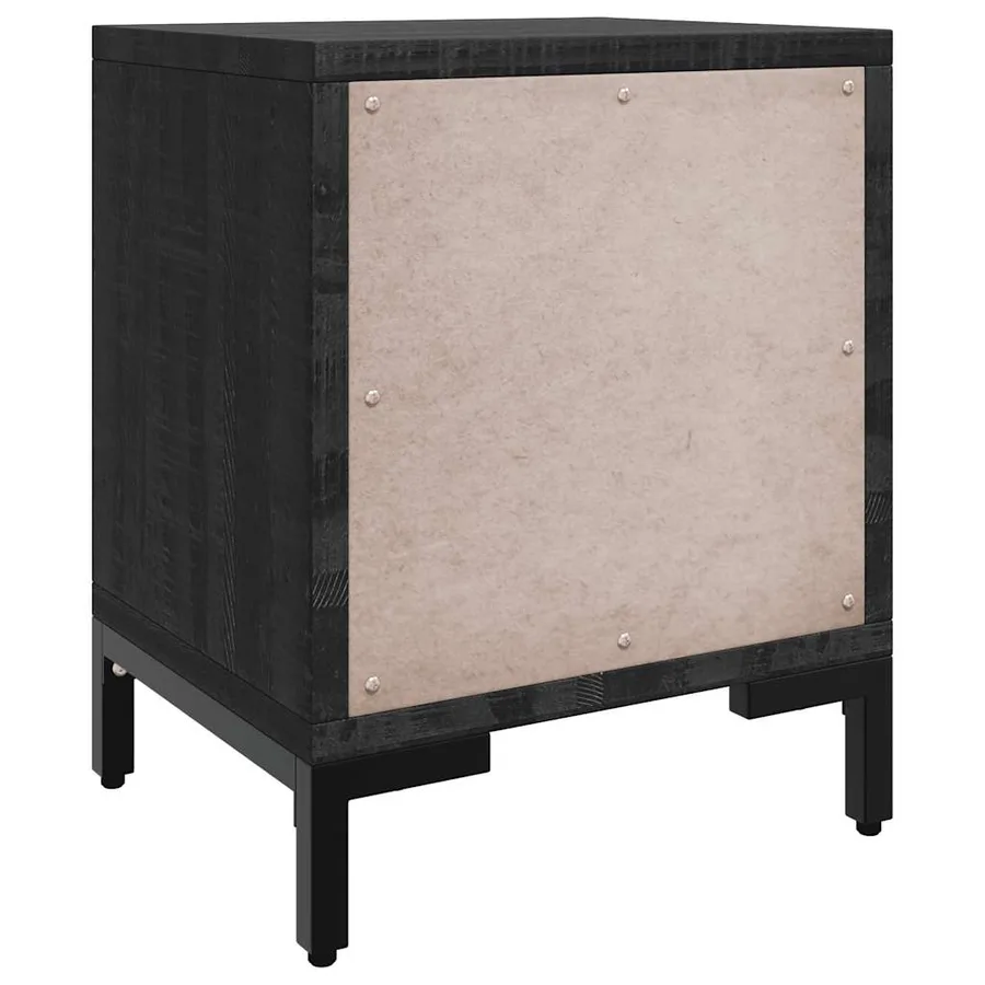 Table de chevet Noir 36x30x45 cm Bois de pin massif - 7