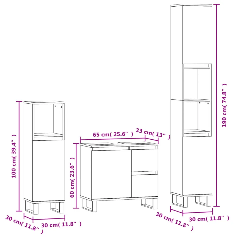 Ensemble de meubles salle de bain 3 pcs blanc bois d'ingénierie - 13