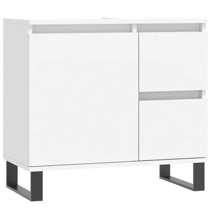 Ensemble de meubles salle de bain 3 pcs blanc bois d'ingénierie - 9