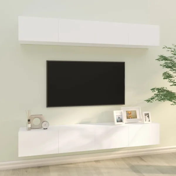 Meubles TV muraux 4 pcs blanc 100x30x30 cm