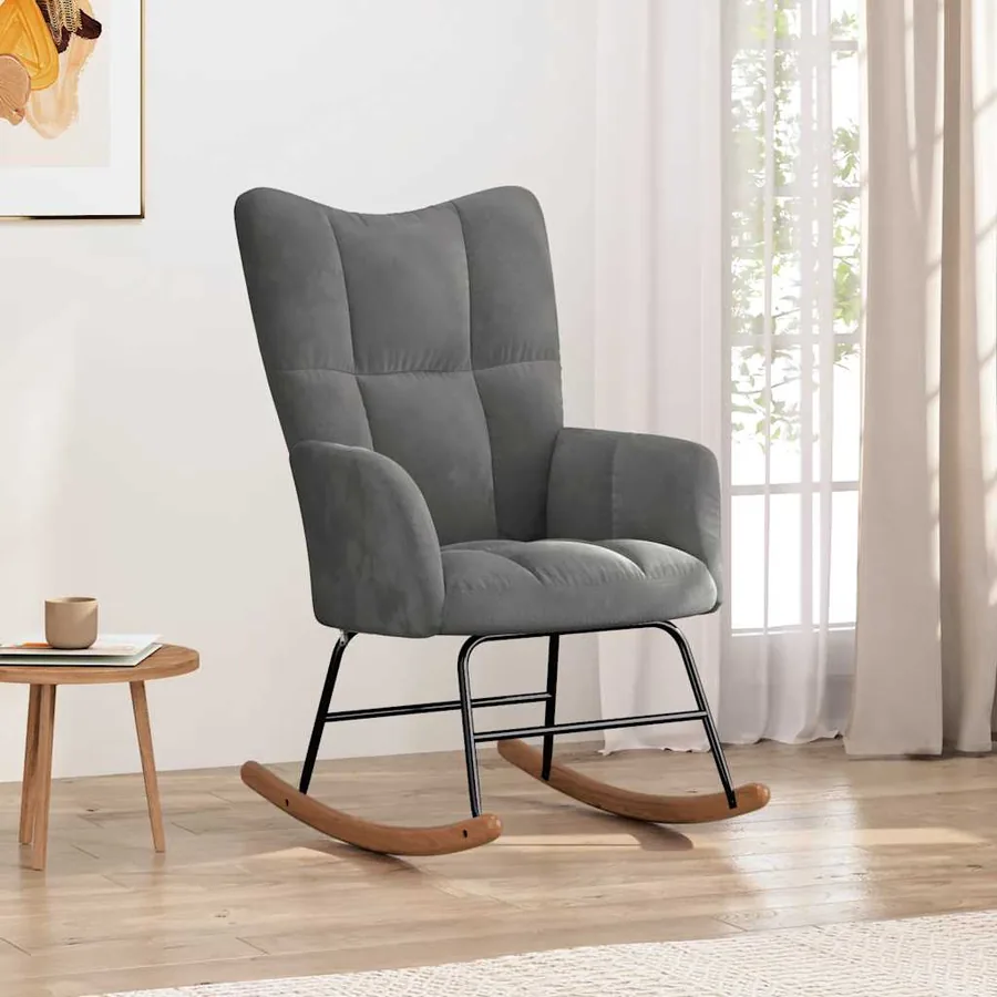 Chaise à bascule Gris foncé Velours