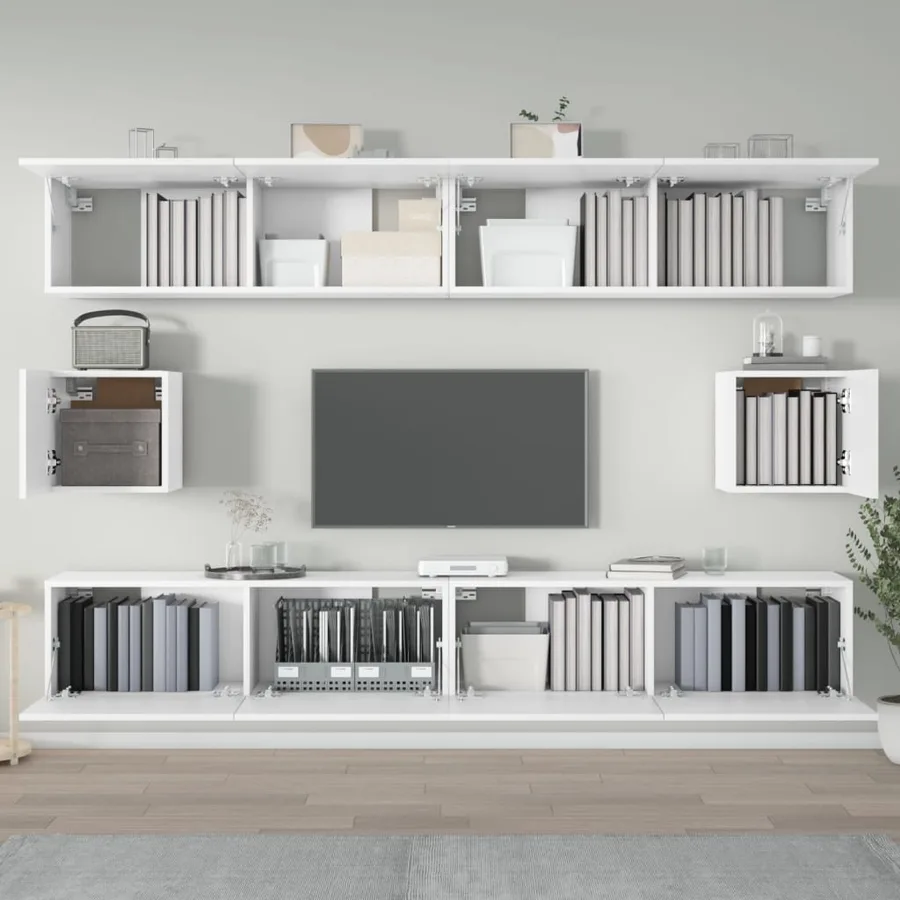 Ensemble de meubles TV 6 pcs Blanc Bois d'ingénierie - 3