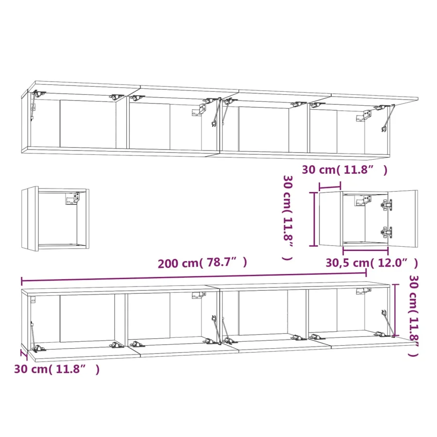 Ensemble de meubles TV 6 pcs Blanc Bois d'ingénierie - 9