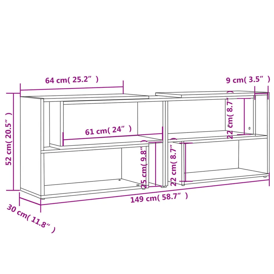 Meuble TV Gris brillant 149x30x52 cm Bois d'ingénierie - 8