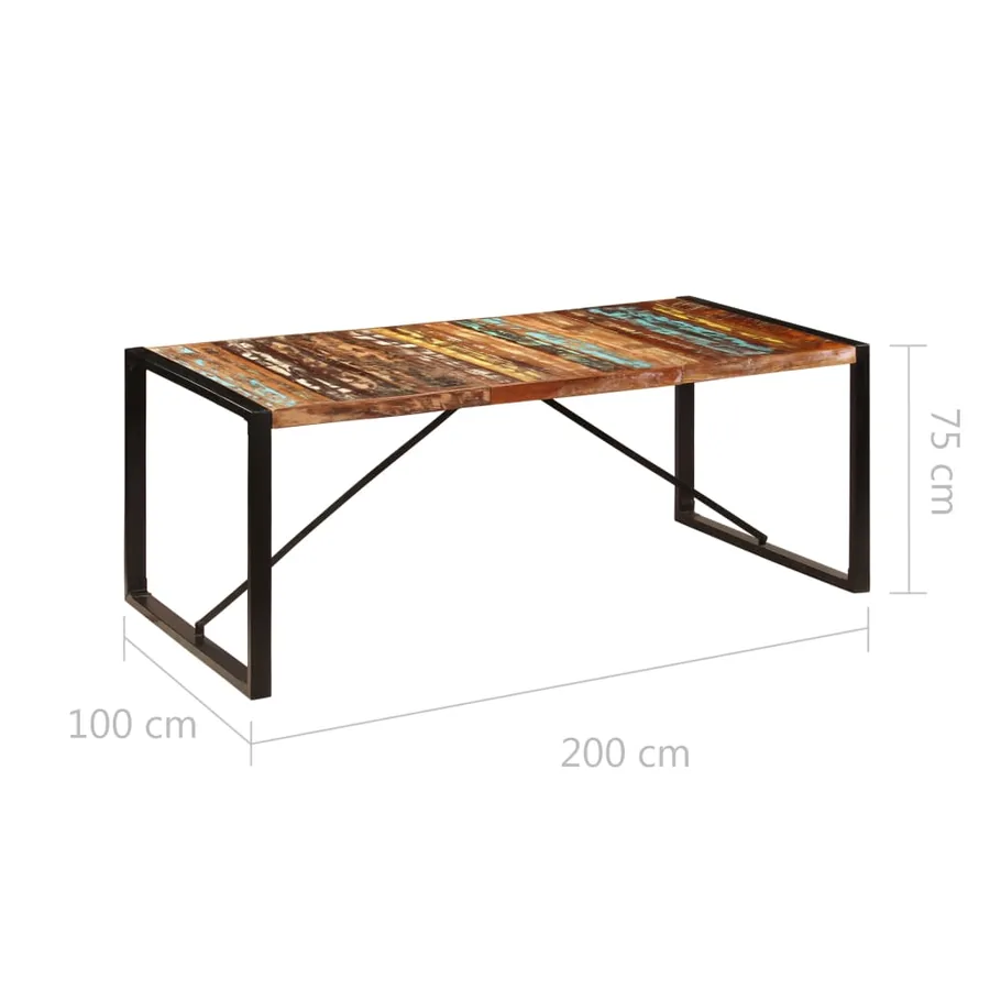 Table à dîner 200x100x75 cm Bois de récupération solide - 7