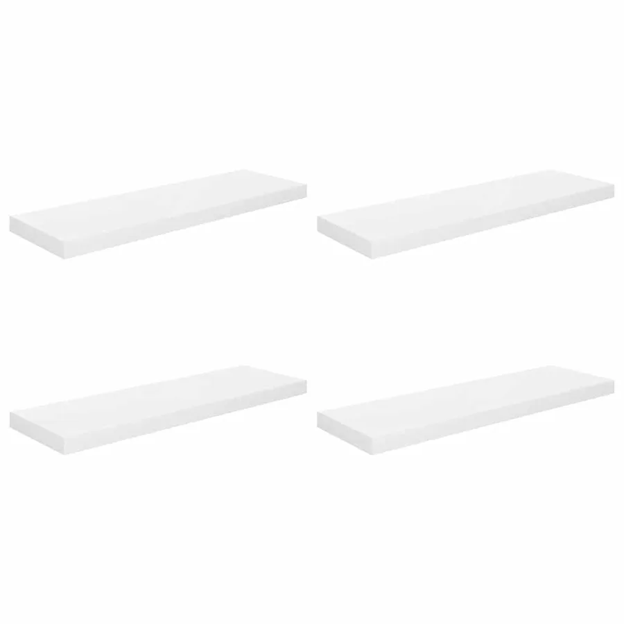 Étagère murale flottante 4 pcs Blanc brillant 80x23,5x3,8cm MDF - 2