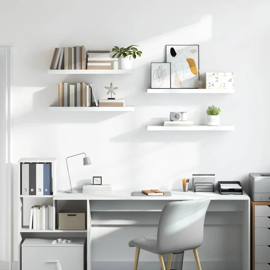 Étagère murale flottante 4 pcs Blanc brillant 80x23,5x3,8cm MDF - 3