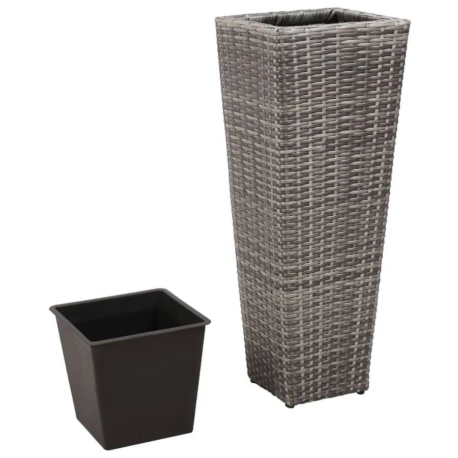 Lits surélevés de jardin 3 pcs Résine tressée Gris - 4