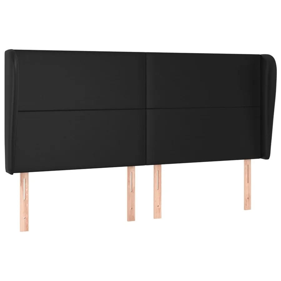 Tête de lit avec oreilles Noir 203x23x118/128 cm Similicuir - 2