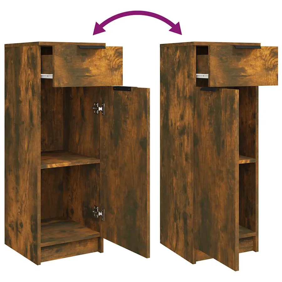 Armoire de bain Chêne fumé 32x34x90 cm Bois d'ingénierie - 9