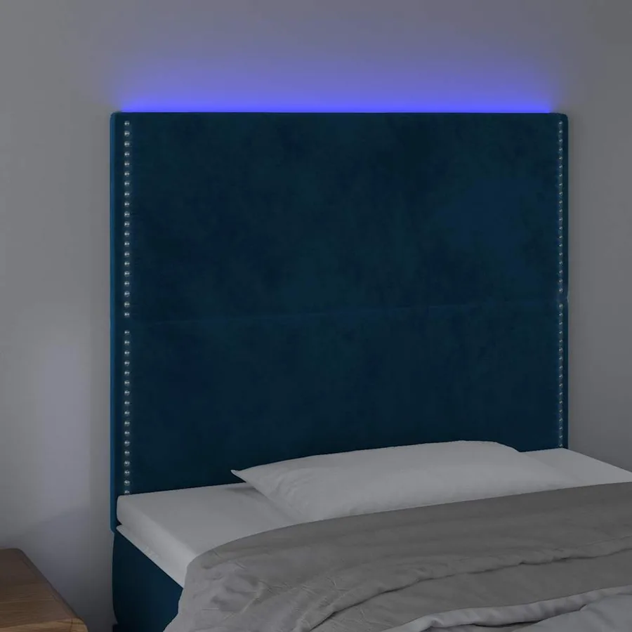 Tête de lit à LED Bleu foncé 100x5x118/128 cm Velours - 3