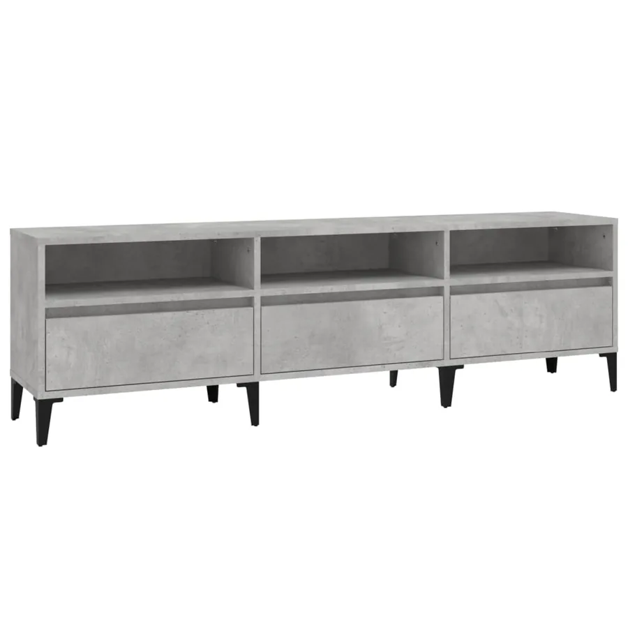 Meuble TV gris béton 150x30x44,5 cm bois d'ingénierie - 2
