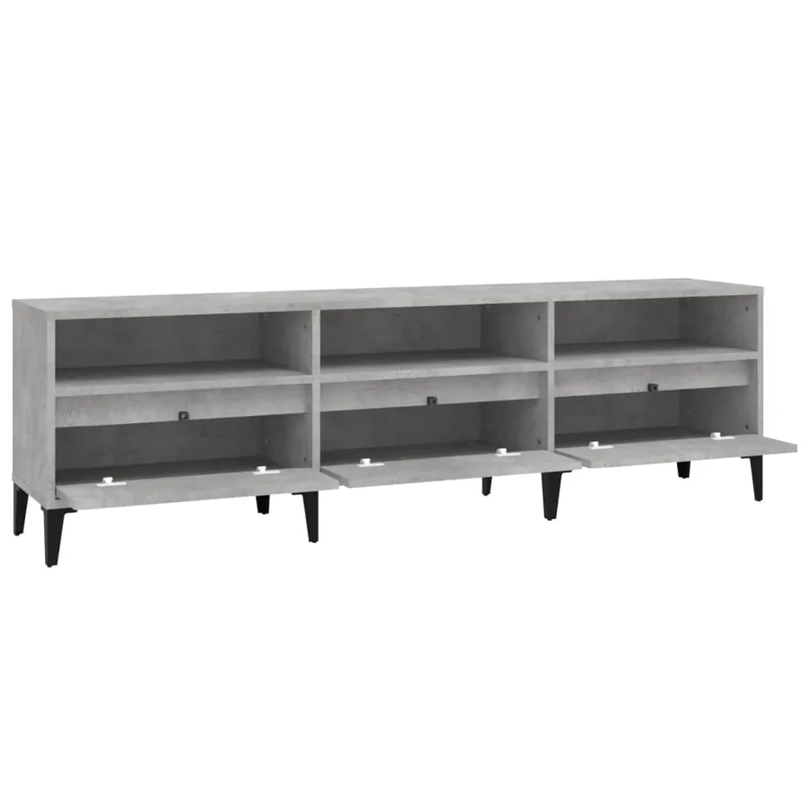 Meuble TV gris béton 150x30x44,5 cm bois d'ingénierie - 7