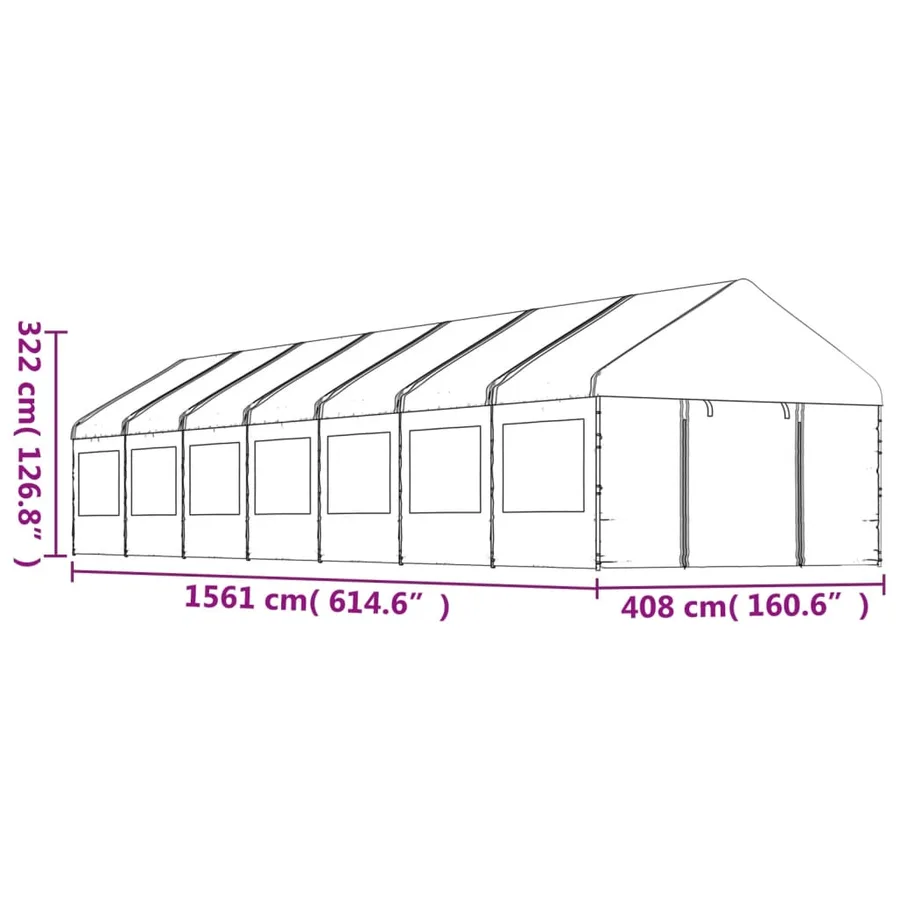 Belvédère avec toit blanc 15,61x4,08x3,22 m polyéthylène - 7