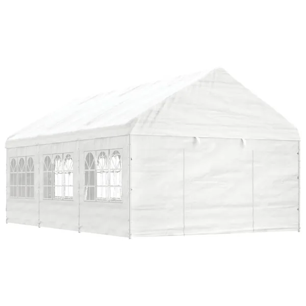 Belvédère avec toit blanc 6,69x4,08x3,22 m polyéthylène