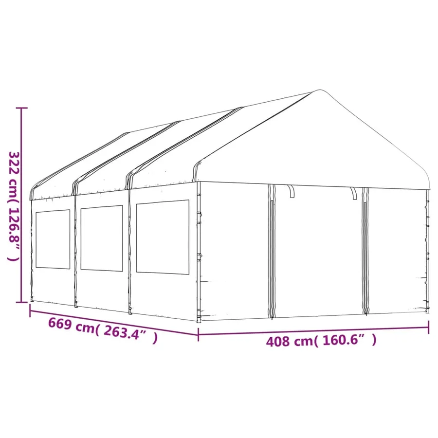 Belvédère avec toit blanc 6,69x4,08x3,22 m polyéthylène - 7