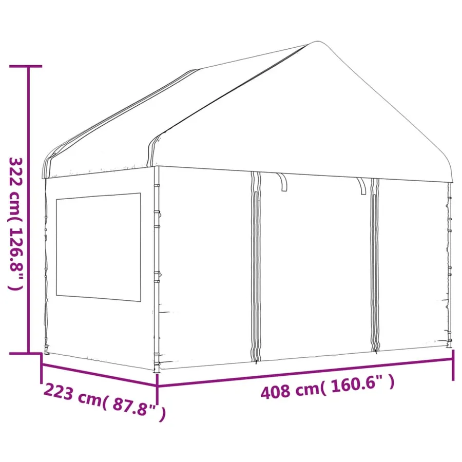 Belvédère avec toit blanc 6,69x4,08x3,22 m polyéthylène - 8