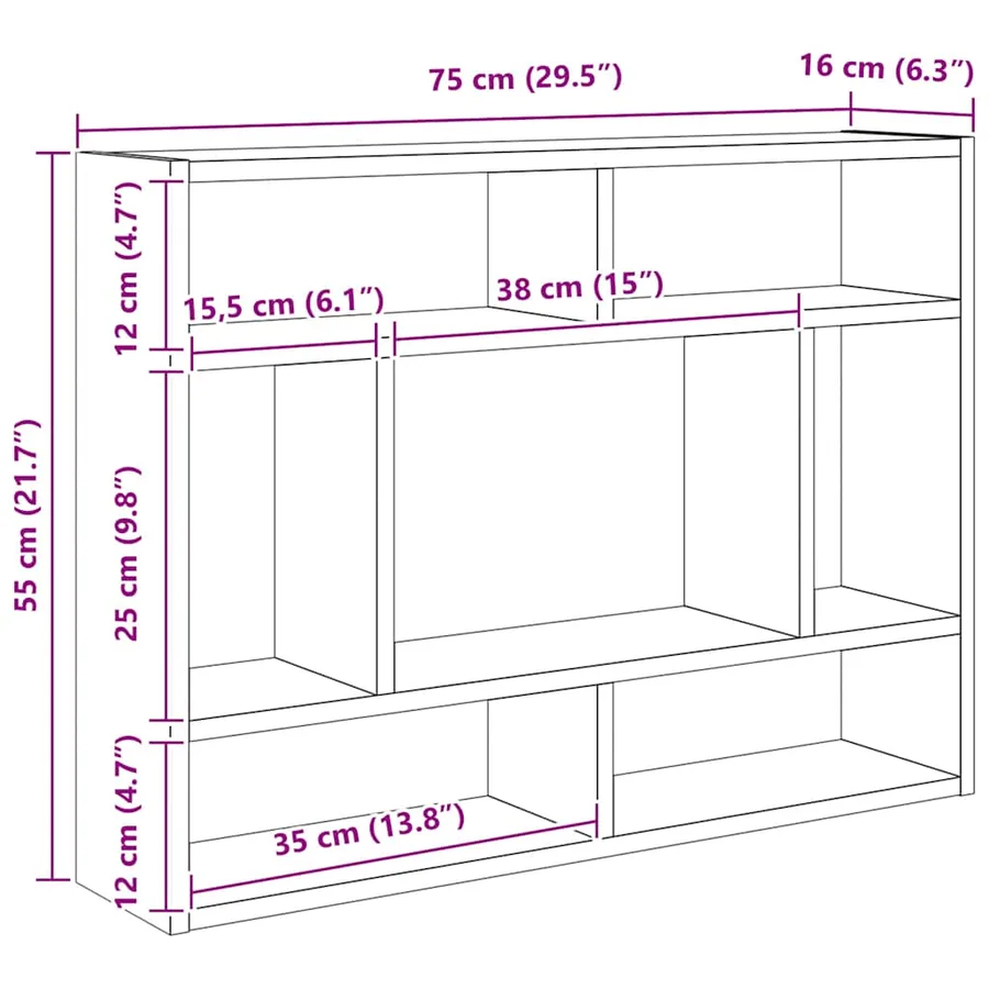 Étagère murale Gris béton 75x16x55 cm Bois d'ingénierie - 6