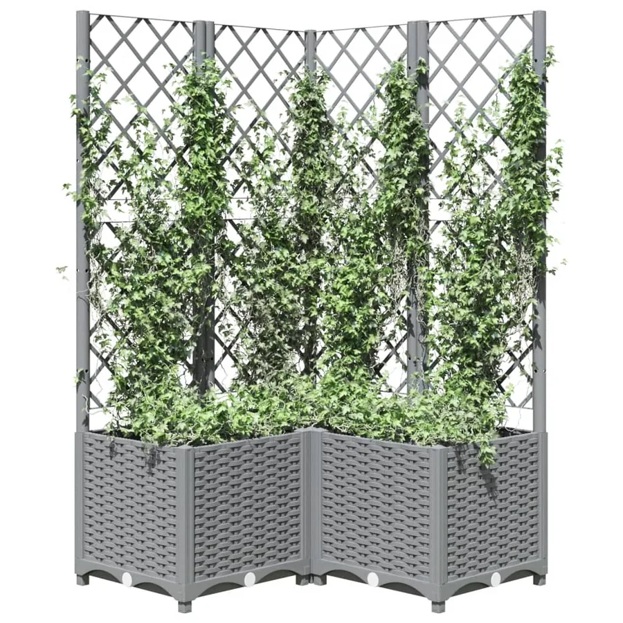 Jardinière avec treillis Gris clair 80x80x136 cm PP - 7