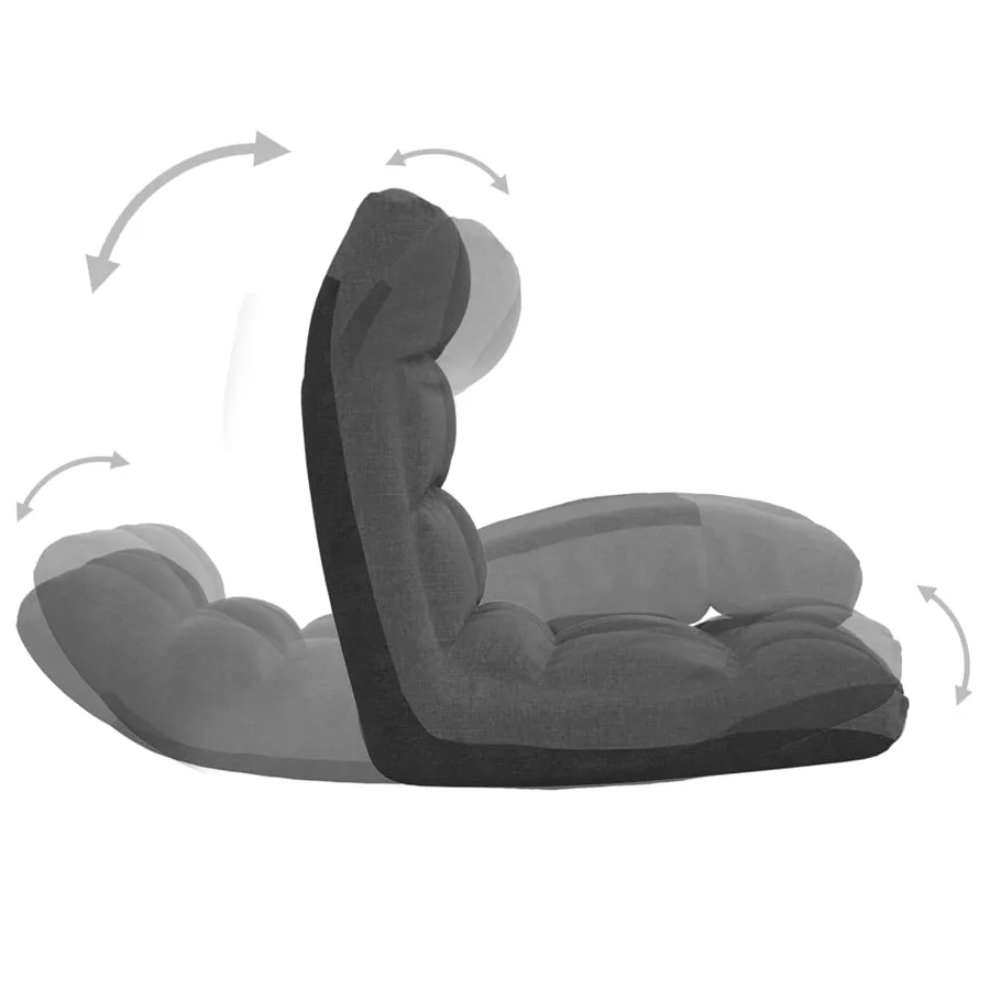 Chaise pliable de sol Gris foncé Tissu - 6