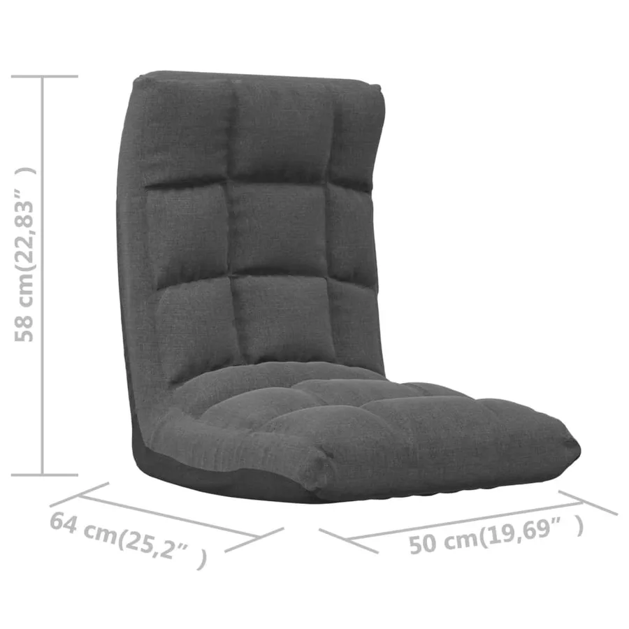 Chaise pliable de sol Gris foncé Tissu - 9