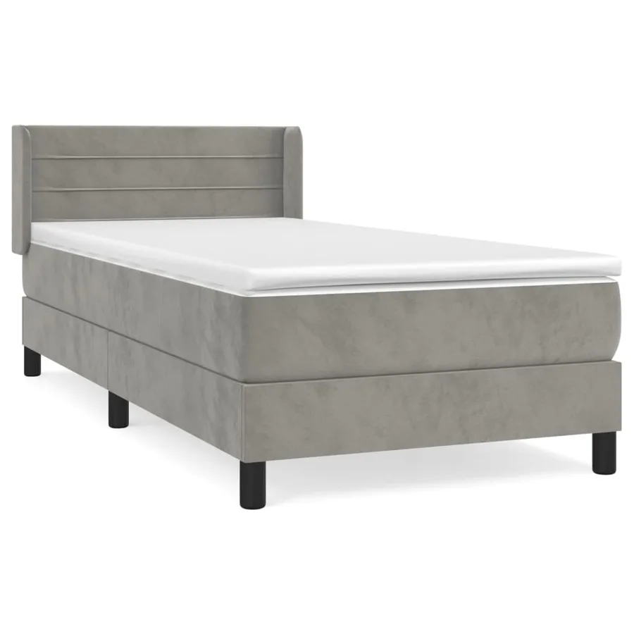 Sommier à lattes de lit et matelas Gris clair 80x200 cm Velours - 2