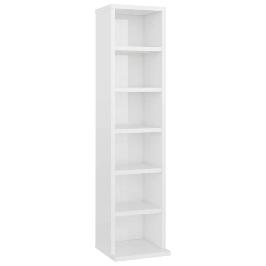Armoire à CD Blanc brillant 21x20x88 cm Bois d'ingénierie - 2