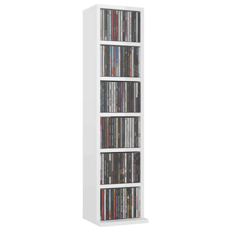 Armoire à CD Blanc brillant 21x20x88 cm Bois d'ingénierie - 3