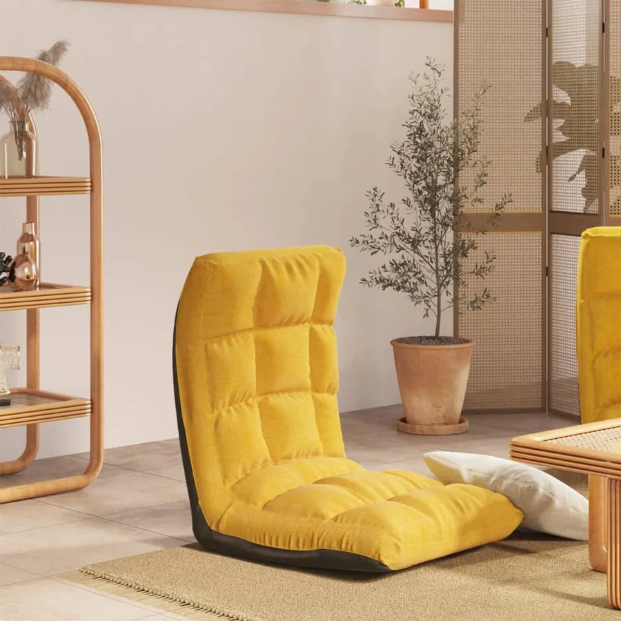 Chaise pliable de sol Jaune moutarde Tissu