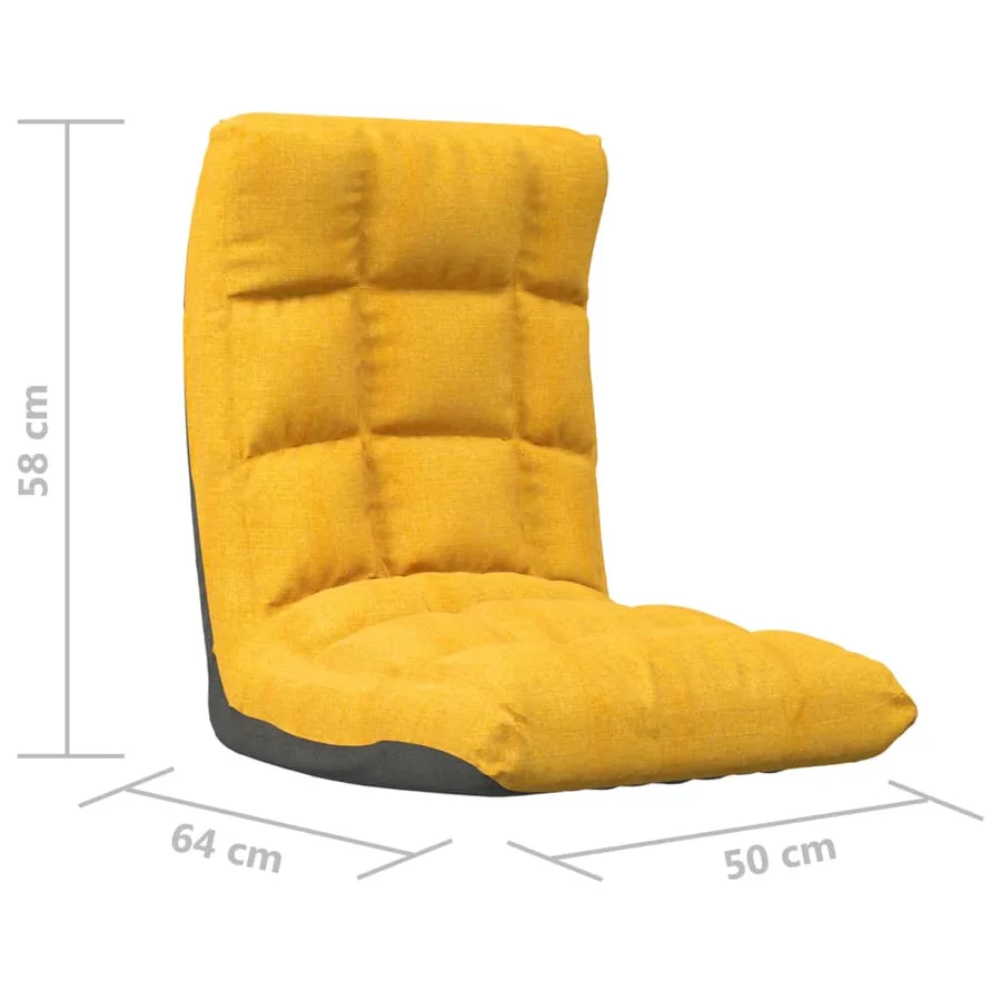 Chaise pliable de sol Jaune moutarde Tissu - 10