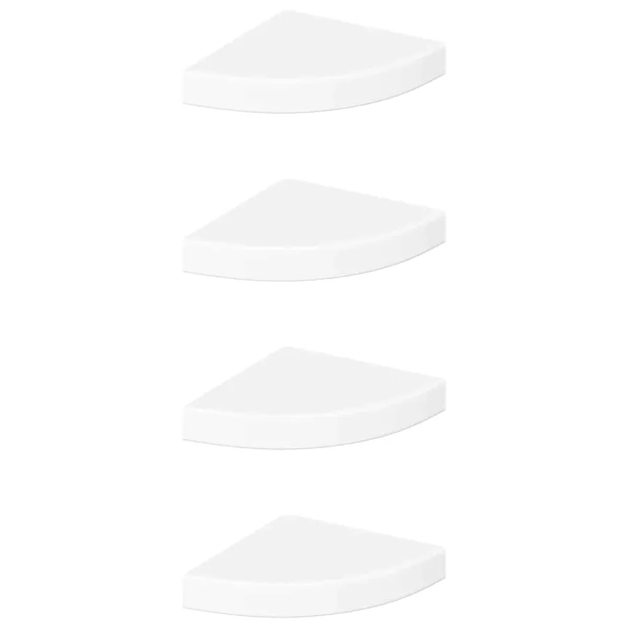 Étagères d'angle flottantes 4 pièces Blanc brillant 25 x 25 x 3,8 cm MDF - 2