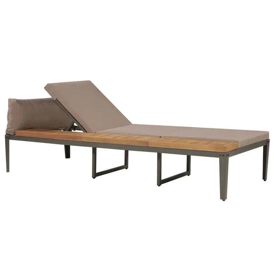Chaise longue avec coussins Bois d'acacia solide Marron - 2